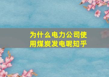 为什么电力公司使用煤炭发电呢知乎