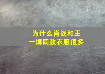 为什么肖战和王一博同款衣服很多