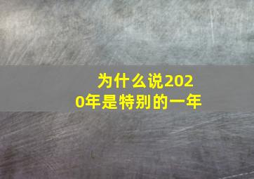 为什么说2020年是特别的一年