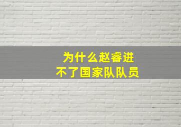 为什么赵睿进不了国家队队员