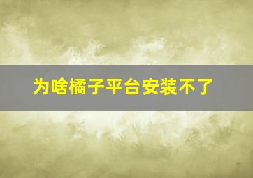 为啥橘子平台安装不了