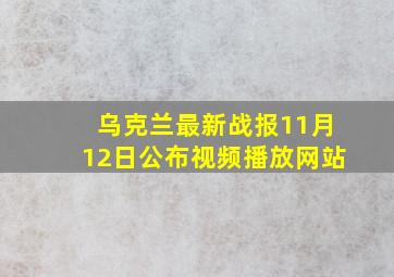 乌克兰最新战报11月12日公布视频播放网站