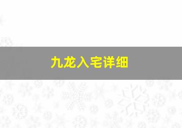 九龙入宅详细