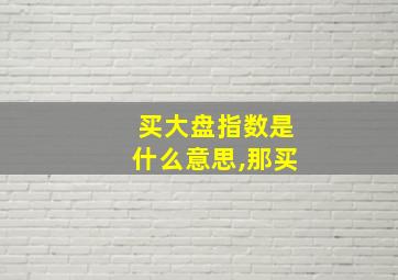 买大盘指数是什么意思,那买