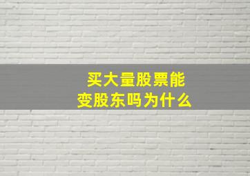 买大量股票能变股东吗为什么