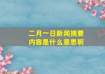 二月一日新闻摘要内容是什么意思啊