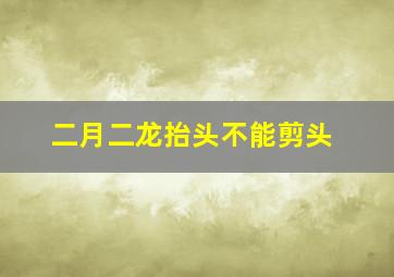 二月二龙抬头不能剪头