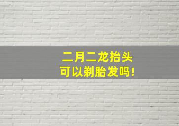 二月二龙抬头可以剃胎发吗!