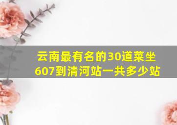 云南最有名的30道菜坐607到清河站一共多少站