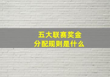 五大联赛奖金分配规则是什么