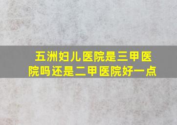 五洲妇儿医院是三甲医院吗还是二甲医院好一点