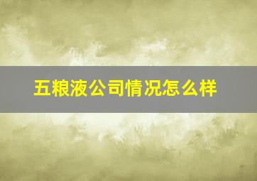 五粮液公司情况怎么样