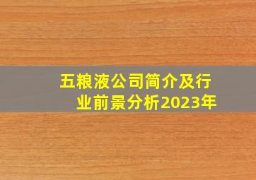 五粮液公司简介及行业前景分析2023年