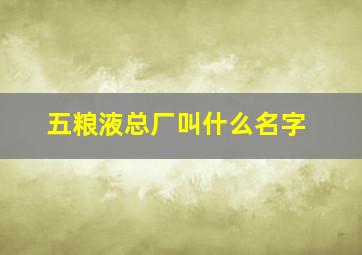 五粮液总厂叫什么名字