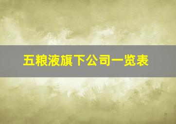 五粮液旗下公司一览表