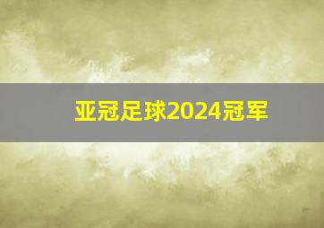 亚冠足球2024冠军