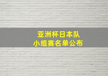 亚洲杯日本队小组赛名单公布