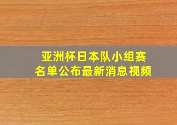 亚洲杯日本队小组赛名单公布最新消息视频