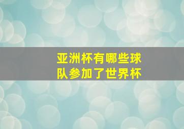 亚洲杯有哪些球队参加了世界杯