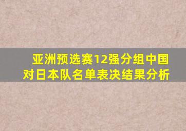 亚洲预选赛12强分组中国对日本队名单表决结果分析