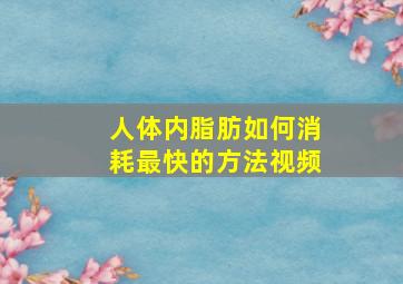 人体内脂肪如何消耗最快的方法视频