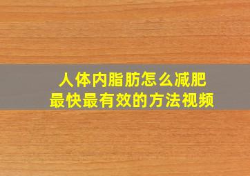 人体内脂肪怎么减肥最快最有效的方法视频