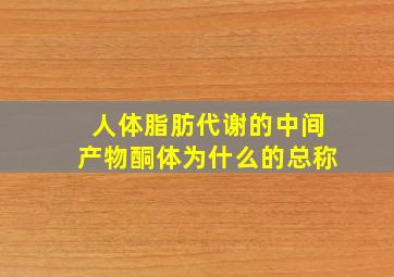 人体脂肪代谢的中间产物酮体为什么的总称