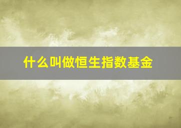 什么叫做恒生指数基金