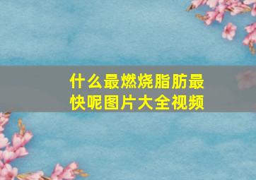 什么最燃烧脂肪最快呢图片大全视频