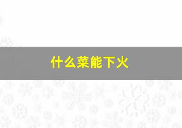 什么菜能下火