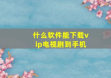 什么软件能下载vip电视剧到手机