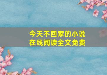 今天不回家的小说在线阅读全文免费