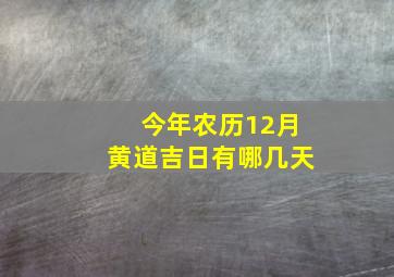 今年农历12月黄道吉日有哪几天