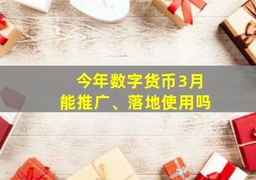 今年数字货币3月能推广、落地使用吗