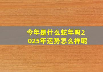 今年是什么蛇年吗2025年运势怎么样呢