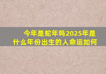 今年是蛇年吗2025年是什么年份出生的人命运如何