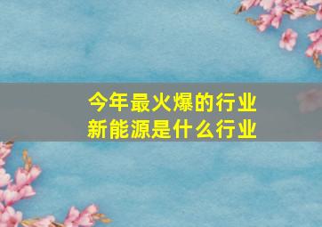 今年最火爆的行业新能源是什么行业