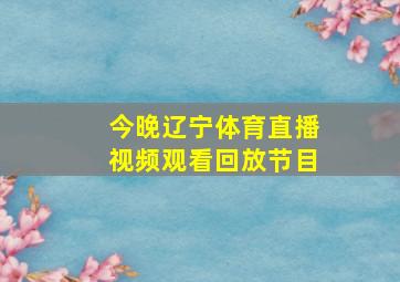 今晚辽宁体育直播视频观看回放节目