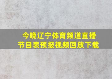 今晚辽宁体育频道直播节目表预报视频回放下载