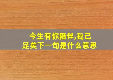 今生有你陪伴,我已足矣下一句是什么意思