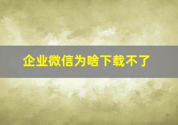 企业微信为啥下载不了