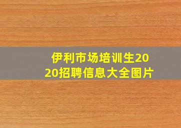 伊利市场培训生2020招聘信息大全图片