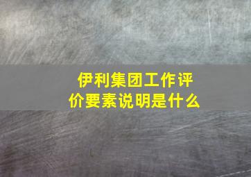 伊利集团工作评价要素说明是什么