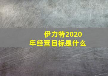 伊力特2020年经营目标是什么