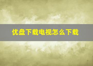 优盘下载电视怎么下载