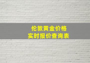 伦敦黄金价格实时报价查询表