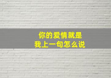 你的爱情就是我上一句怎么说