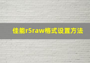 佳能r5raw格式设置方法