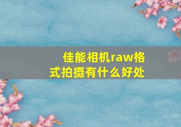 佳能相机raw格式拍摄有什么好处