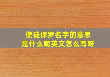 使徒保罗名字的意思是什么呢英文怎么写呀